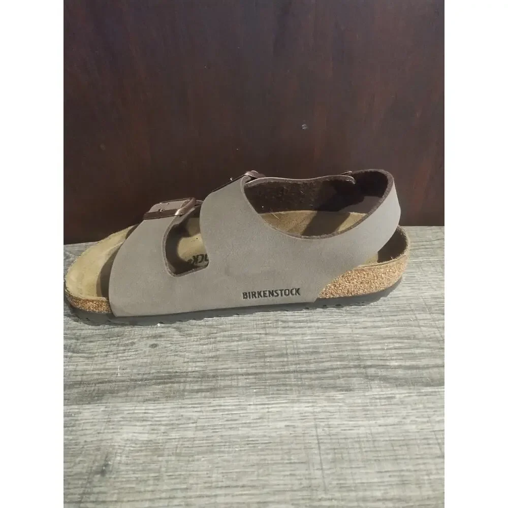 Birkenstock Milano Big Buckle Unisex Sandals 37 Suede Brown Ankle Strap New - Picture 5 of 11